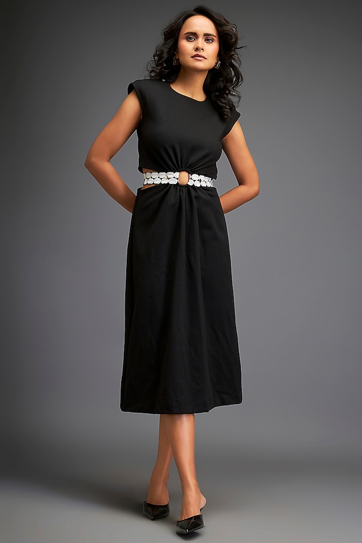 Black Ponte Roma Dress by Deepika Arora at Pernia's Pop Up Shop