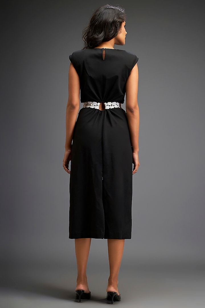 Black Ponte Roma Summer Dress by Deepika Arora at Pernia's Pop Up Shop