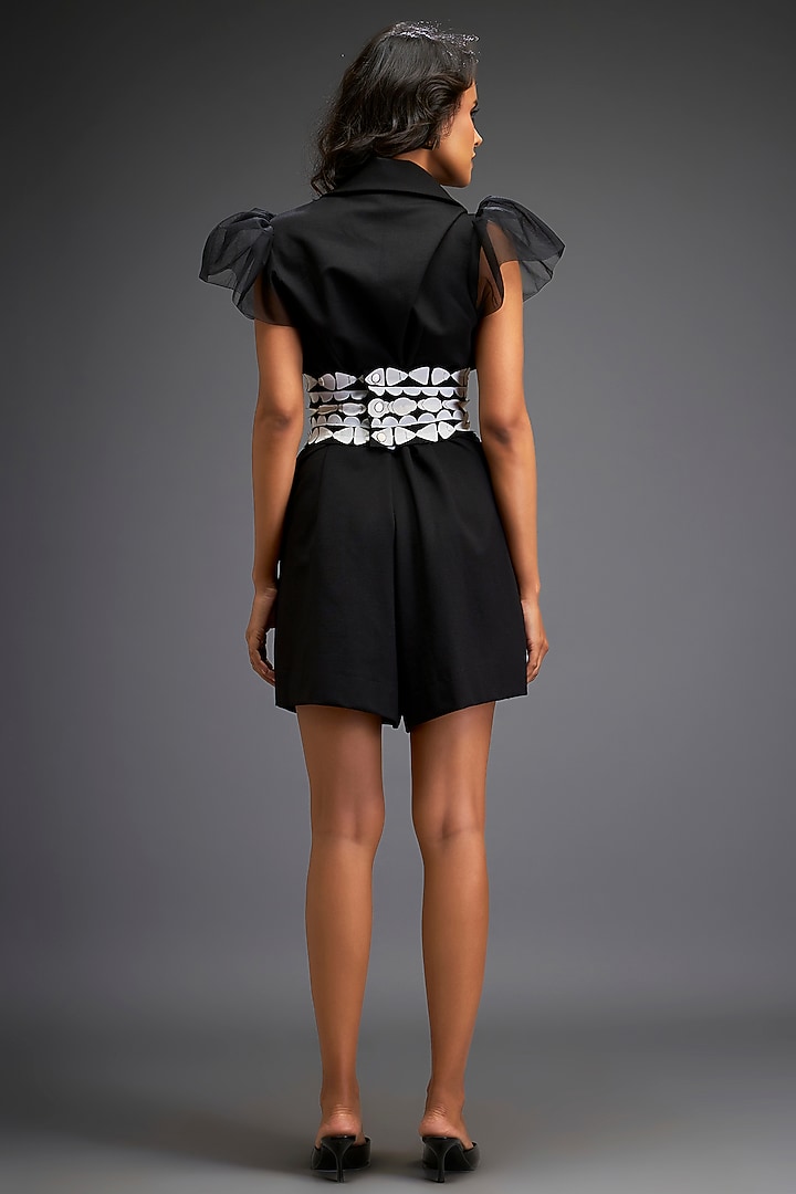 Black Ponte Roma Playsuit by Deepika Arora at Pernia's Pop Up Shop
