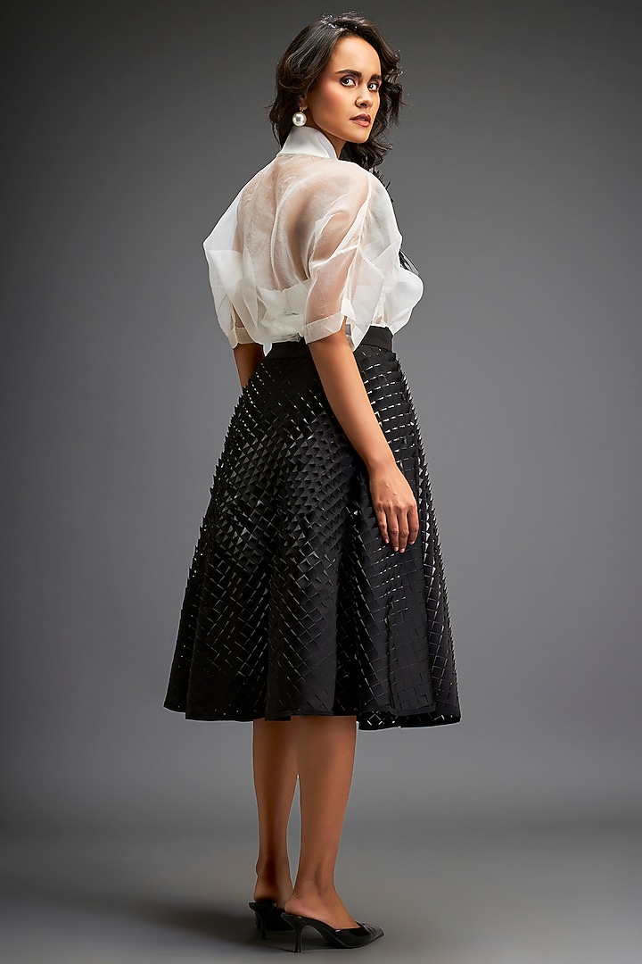 Black Vegan Leather Skirt Set by Deepika Arora at Pernia's Pop Up Shop