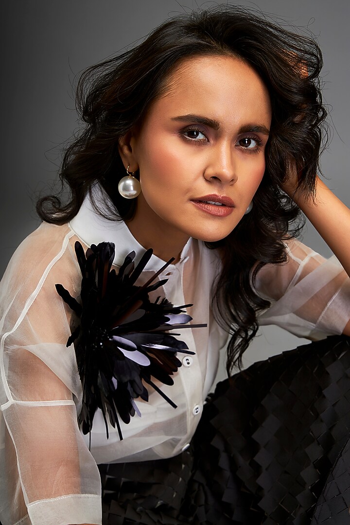 Black Vegan Leather Skirt Set by Deepika Arora at Pernia's Pop Up Shop