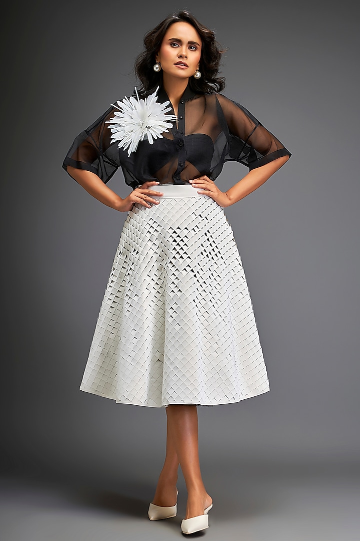 White Vegan Leather Skirt Set by Deepika Arora at Pernia's Pop Up Shop