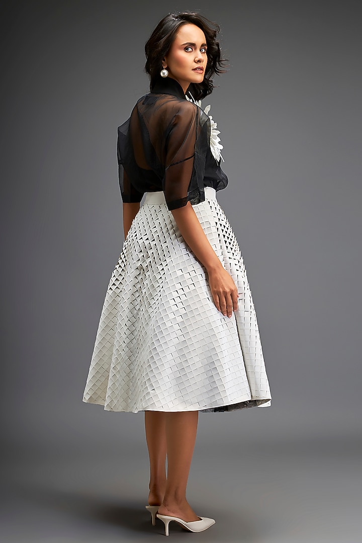 White Vegan Leather Skirt Set by Deepika Arora at Pernia's Pop Up Shop