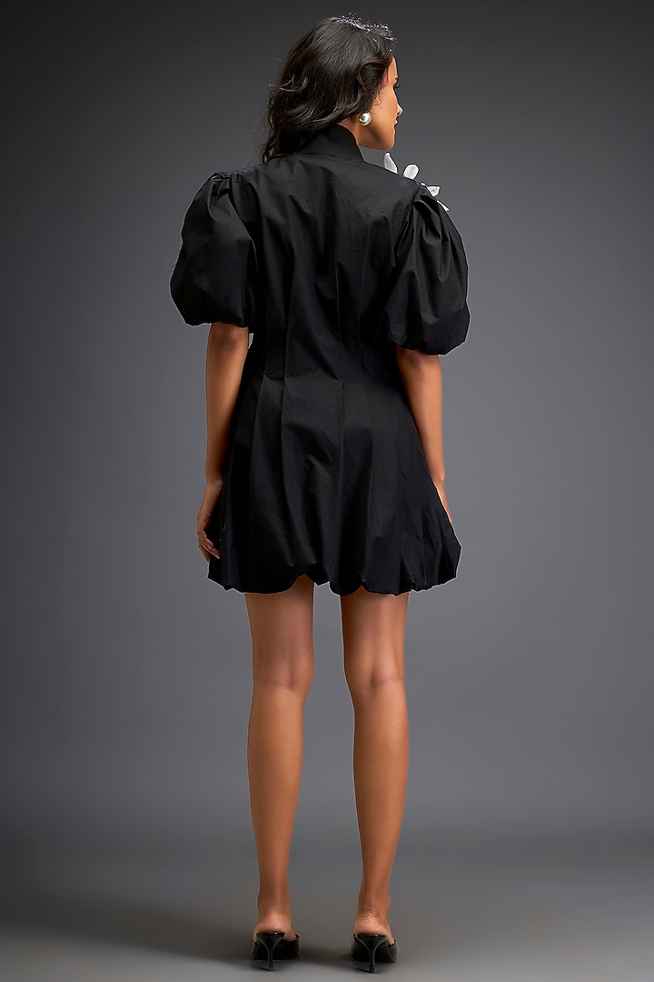 Black Cotton Floral Embroidered Summer Dress by Deepika Arora at Pernia's Pop Up Shop