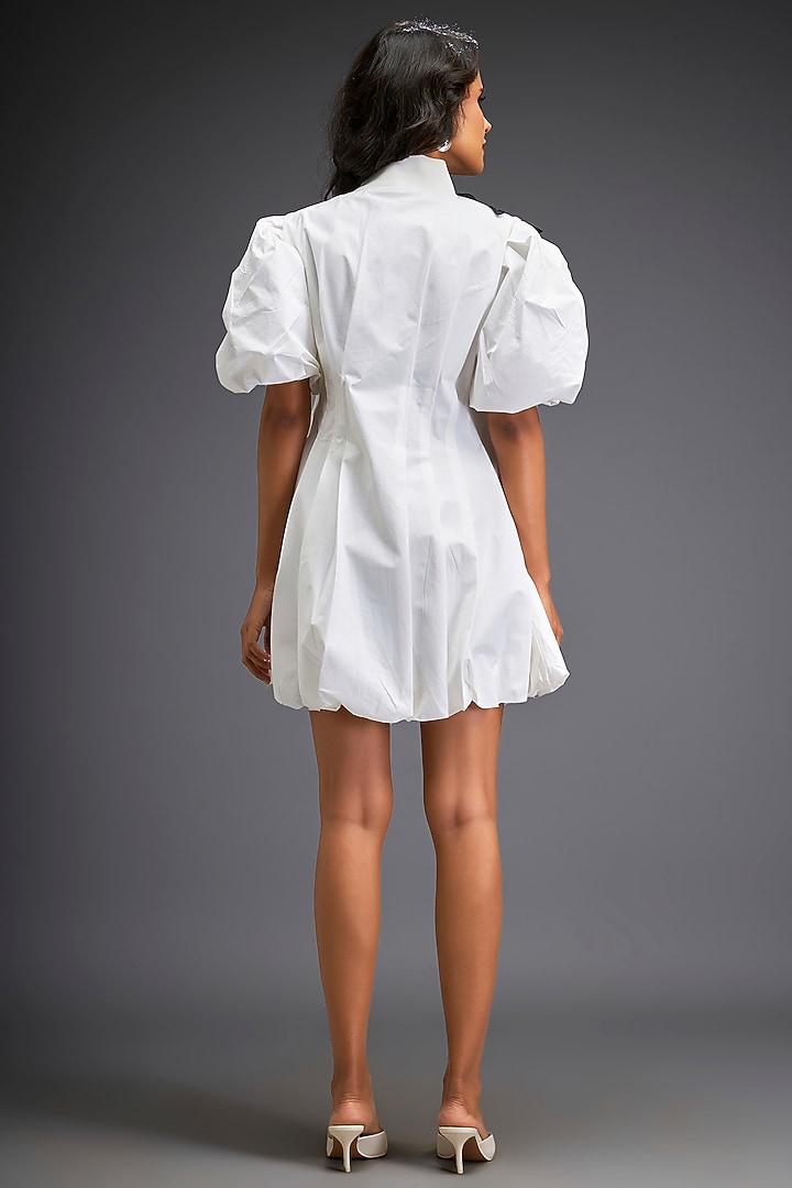 White Cotton Floral Embroidered Summer Dress by Deepika Arora at Pernia's Pop Up Shop