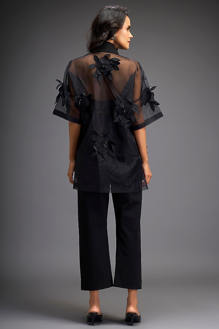 Black Sheer & Organza Co-Ord Set by Deepika Arora at Pernia's Pop Up Shop