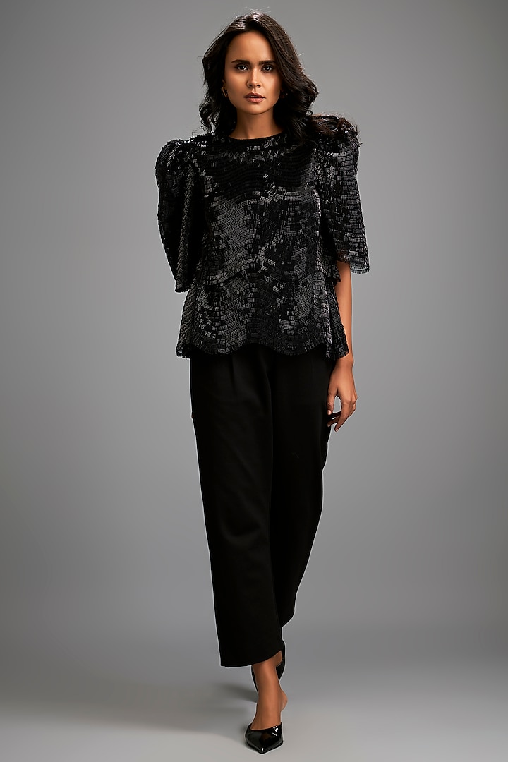 Black Scuba & Roma Top by Deepika Arora at Pernia's Pop Up Shop