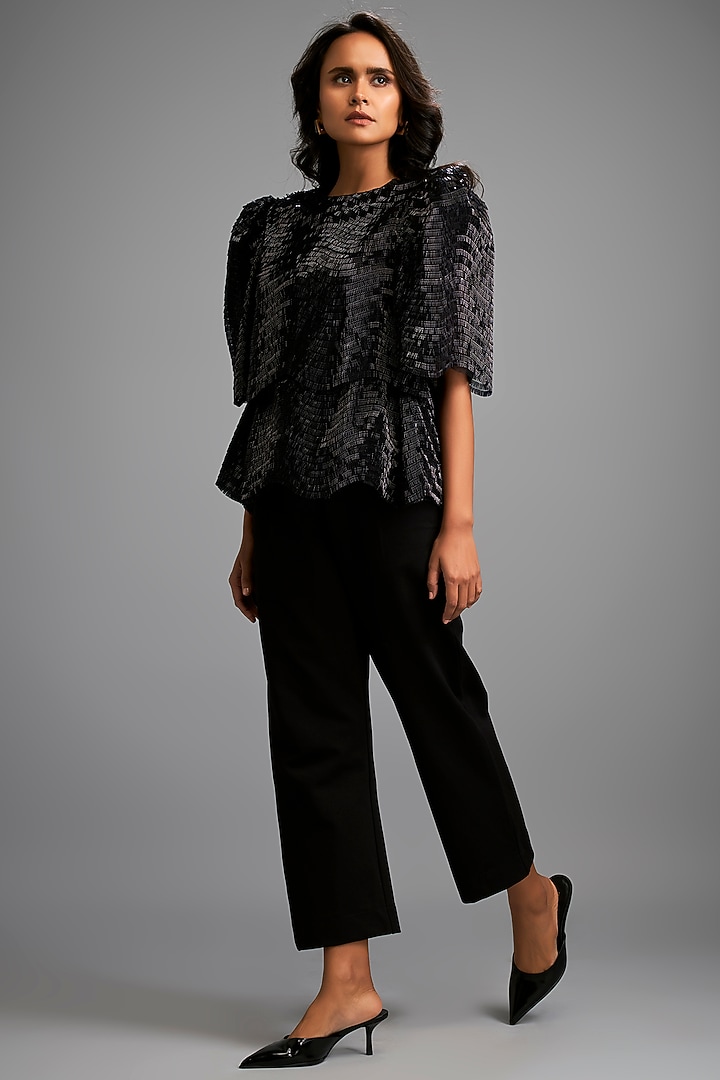 Black Scuba & Roma Top by Deepika Arora at Pernia's Pop Up Shop