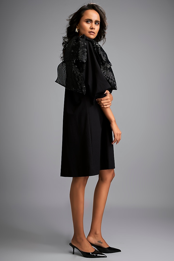 Black Ponte Roma A-Line Vacation Dress by Deepika Arora at Pernia's Pop Up Shop