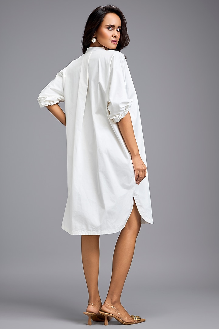 White Cotton Oversized Summer Shirt Dress by Deepika Arora at Pernia's Pop Up Shop