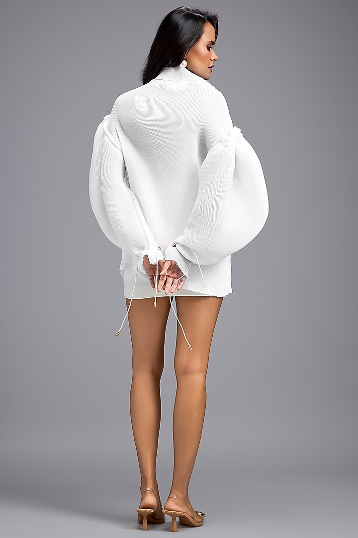 White Pleated Top by Deepika Arora at Pernia's Pop Up Shop