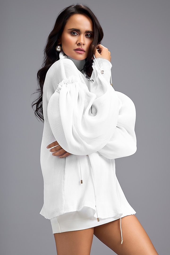 White Pleated Top by Deepika Arora at Pernia's Pop Up Shop