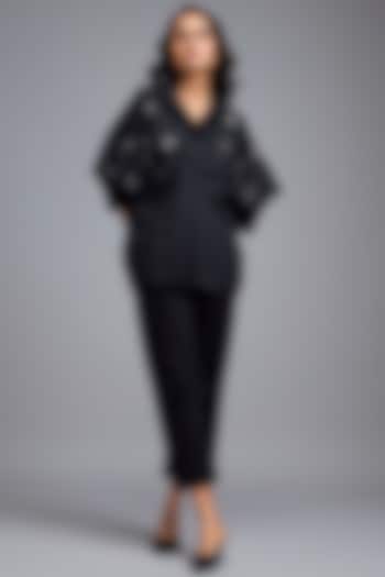 Black Cotton Embellished Co-Ord Set by Deepika Arora at Pernia's Pop Up Shop