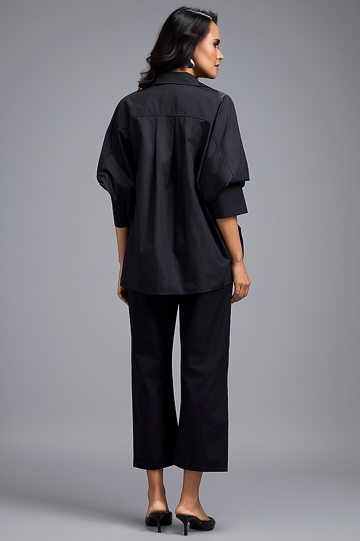 Black Cotton Embellished Co-Ord Set by Deepika Arora at Pernia's Pop Up Shop