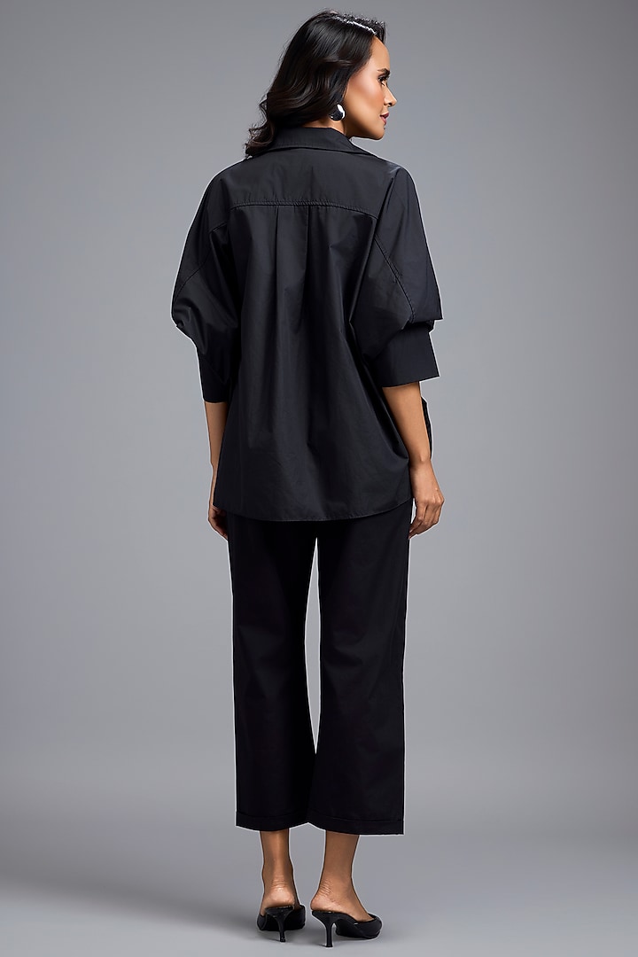 Black Cotton Embellished Shirt by Deepika Arora at Pernia's Pop Up Shop