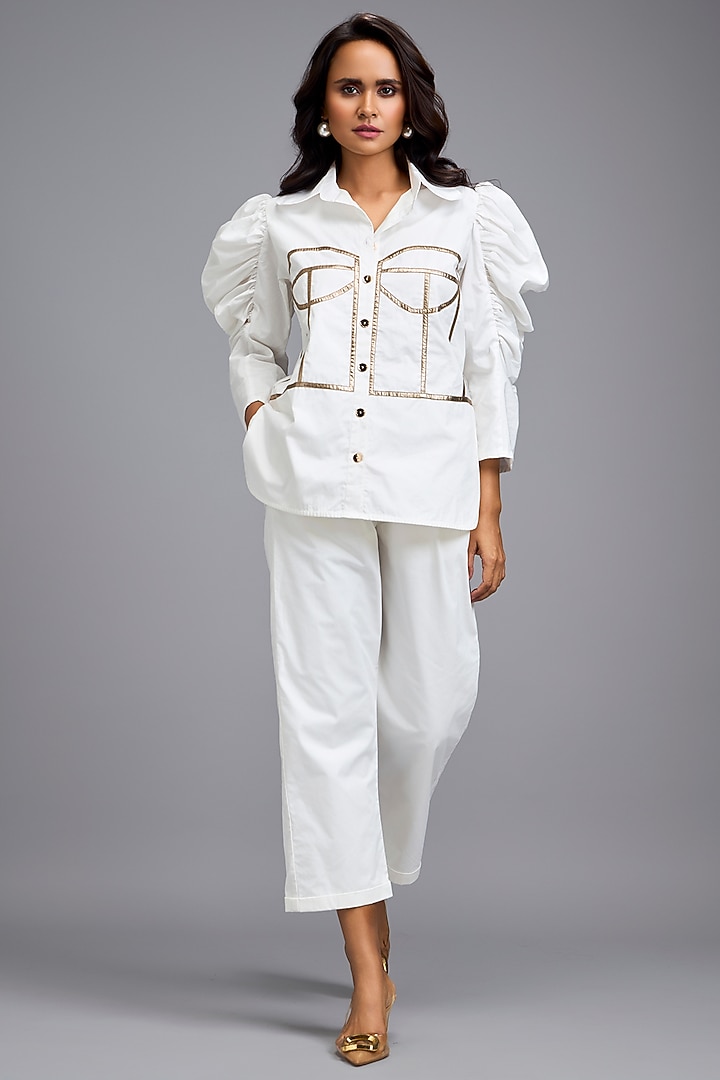 White Cotton Co-Ord Set by Deepika Arora at Pernia's Pop Up Shop