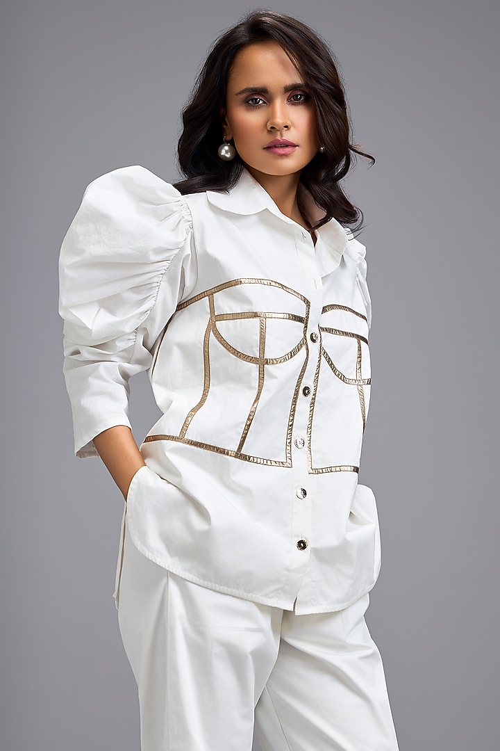 White Cotton Co-Ord Set by Deepika Arora at Pernia's Pop Up Shop