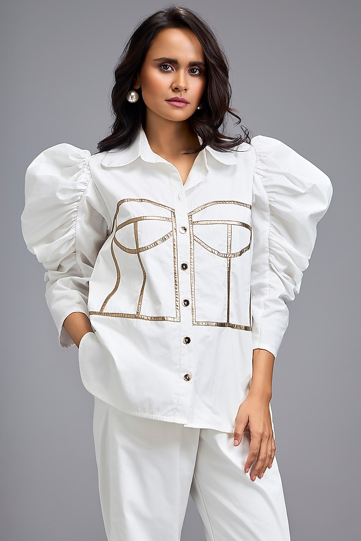 White Cotton Shirt by Deepika Arora at Pernia's Pop Up Shop
