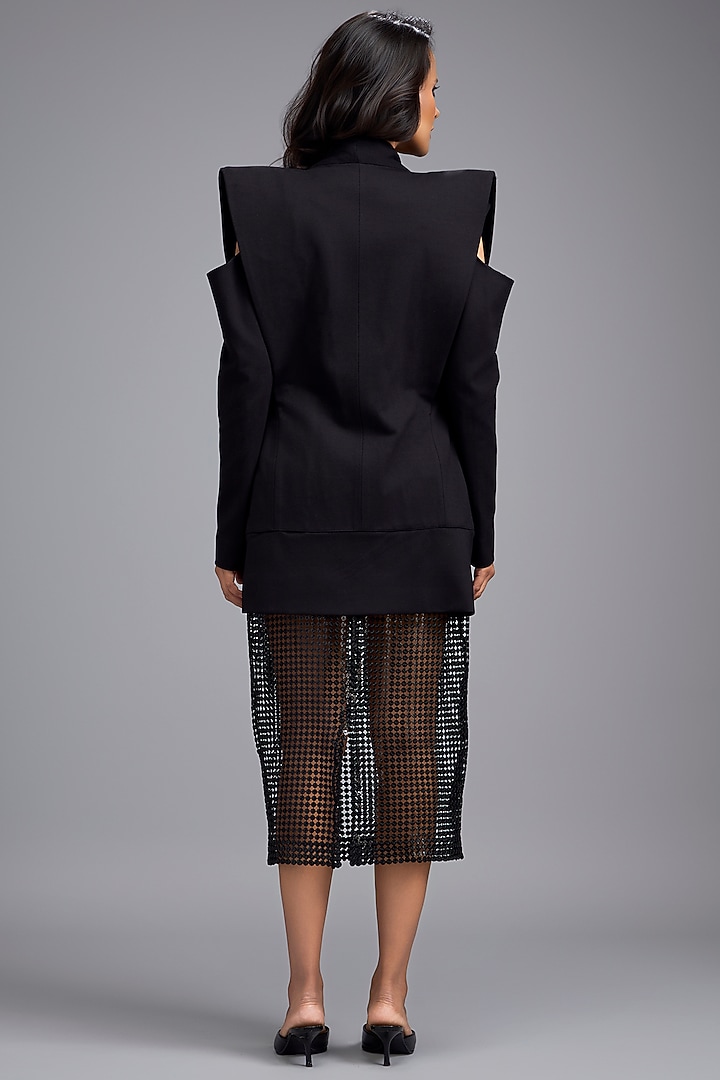 Black Roma Textured Skirt Set by Deepika Arora at Pernia's Pop Up Shop