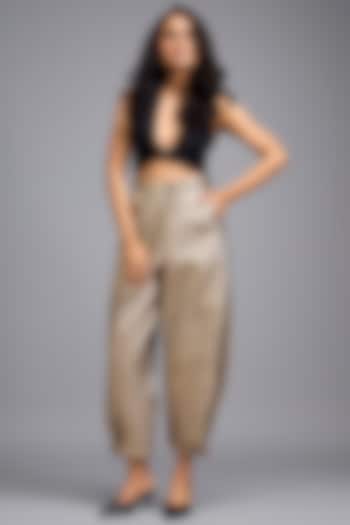 Gold Metallic Quilted Pants by Deepika Arora at Pernia's Pop Up Shop