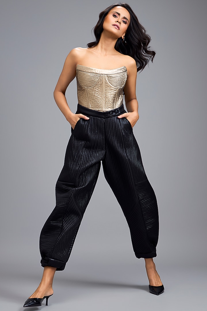 Gold Metallic Corset Tube Top by Deepika Arora at Pernia's Pop Up Shop