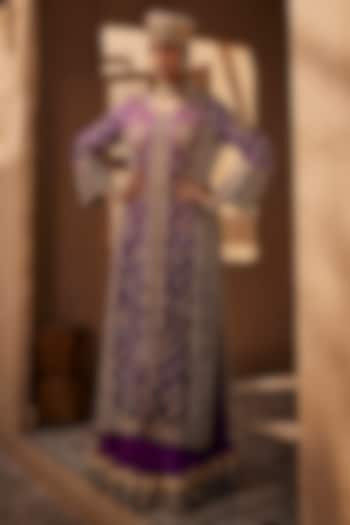 Purple Ombre Upada Silk Dabka Hand Work Gharara Set by Dareaab by Sonia k Mahajan at Pernia's Pop Up Shop