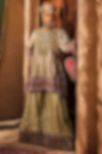 Pastel Green Woven Banarasi Lame Gharara Set by Dareaab by Sonia k Mahajan at Pernia's Pop Up Shop