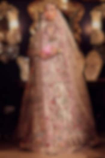 Ivory & Gold Silk Kalamkari Embroidered Bridal Lehenga Set by Dareaab by Sonia k Mahajan at Pernia's Pop Up Shop