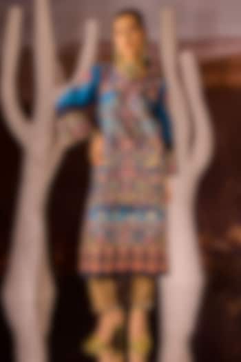 Marine Blue Silk Kurta Set by Dareaab by Sonia k Mahajan at Pernia's Pop Up Shop