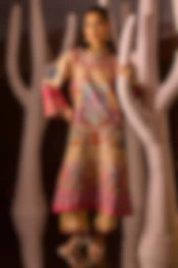 Multi-Colored Silk Kurta Set by Dareaab by Sonia k Mahajan at Pernia's Pop Up Shop