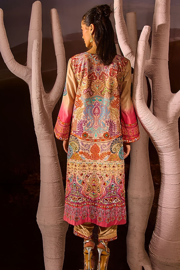 Multi-Colored Silk Kurta Set by Dareaab by Sonia k Mahajan at Pernia's Pop Up Shop