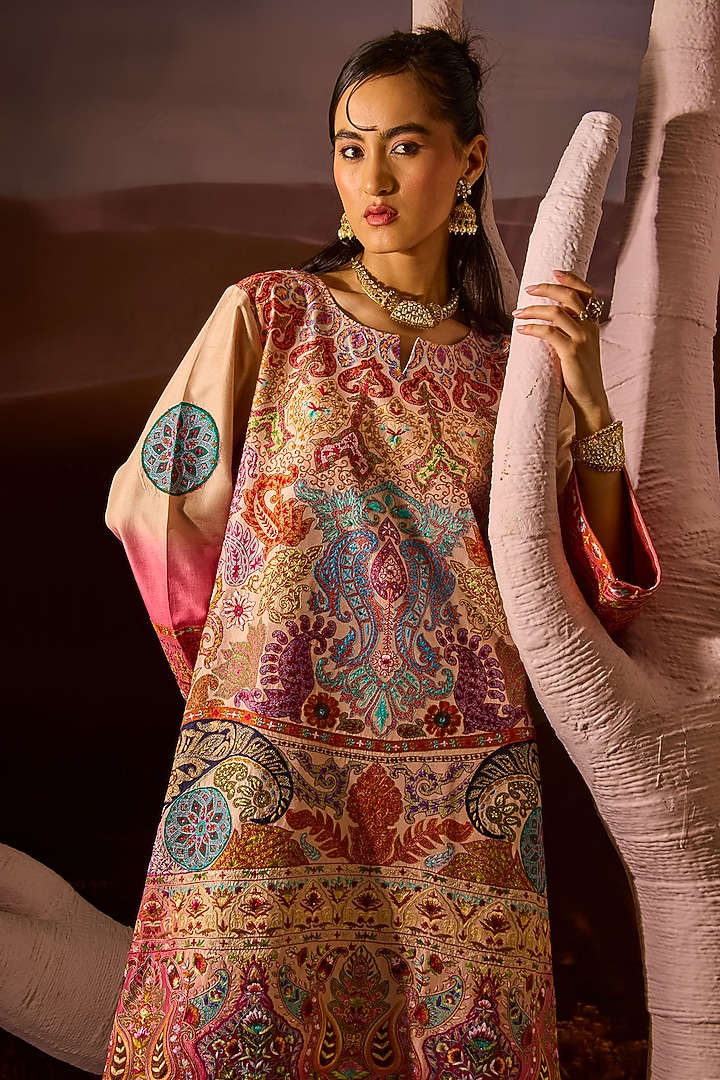 Multi-Colored Silk Kurta Set by Dareaab by Sonia k Mahajan at Pernia's Pop Up Shop