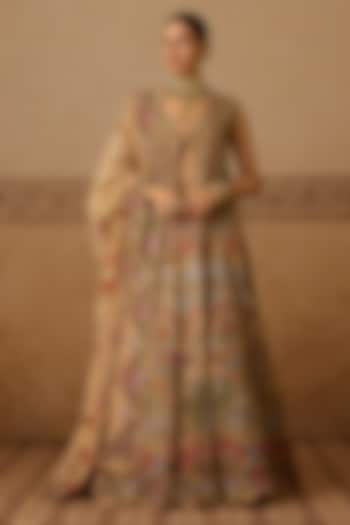 Gold Lame Hand Embroidered Bridal Bridal Lehenga Set by Dareaab by Sonia k Mahajan at Pernia's Pop Up Shop
