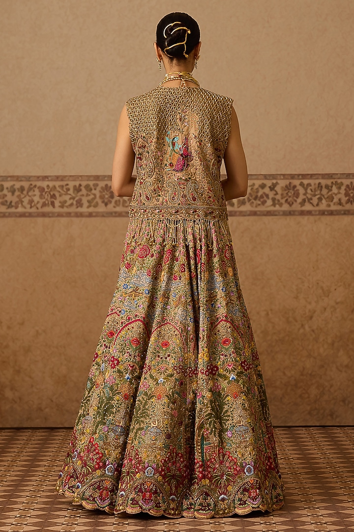 Gold Lame Hand Embroidered Bridal Bridal Lehenga Set by Dareaab by Sonia k Mahajan at Pernia's Pop Up Shop