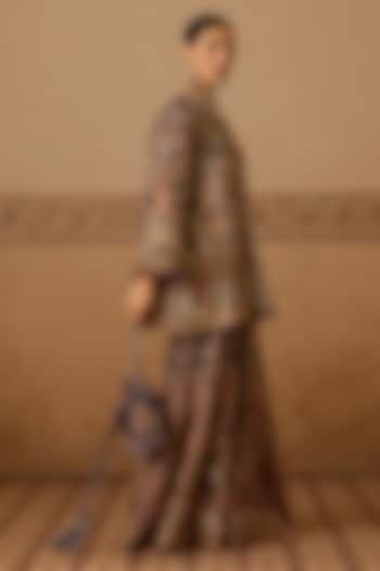 Midnight Blue Silk Hand Embroidered Gharara Set by Dareaab by Sonia k Mahajan at Pernia's Pop Up Shop