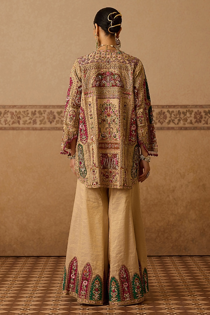 Gold Lame Hand Embroidered Gharara Set by Dareaab by Sonia k Mahajan at Pernia's Pop Up Shop