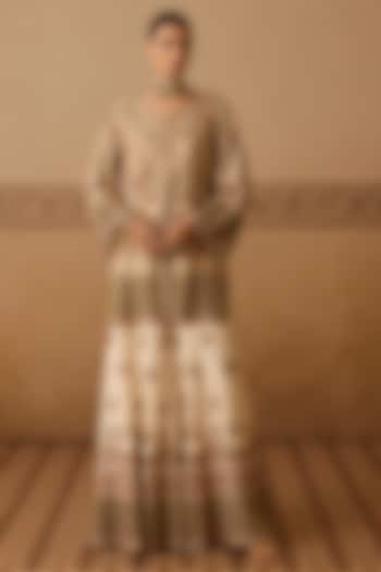 Ivory Silk Georgette Hand Embroidered Gharara Set by Dareaab by Sonia k Mahajan at Pernia's Pop Up Shop