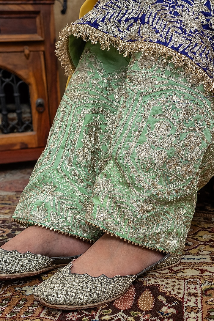 Purple Upada Silk Tilla Embroidered Kurta Set by Dareaab by Sonia k Mahajan at Pernia's Pop Up Shop