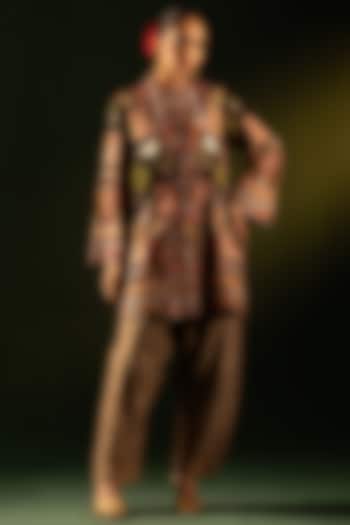 Multi-Colored Georgette Silk Hand Embroidered Jacket Set by Dareaab by Sonia k Mahajan at Pernia's Pop Up Shop