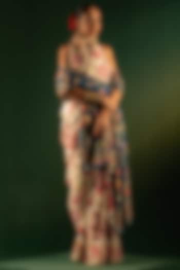 Ivory Georgette Sequins Work Bridal Saree by Dareaab by Sonia k Mahajan at Pernia's Pop Up Shop