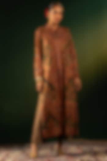 Black & Multi-Colored Georgette Jamawar Jacket by Dareaab by Sonia k Mahajan at Pernia's Pop Up Shop