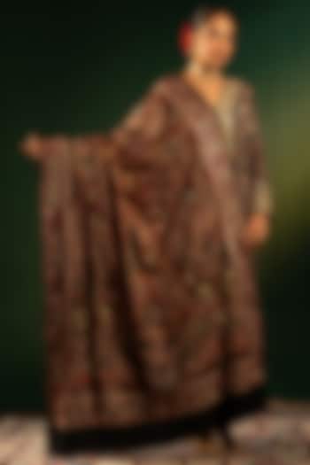 Black Silk Thread Handwork Shawl by Dareaab by Sonia k Mahajan at Pernia's Pop Up Shop