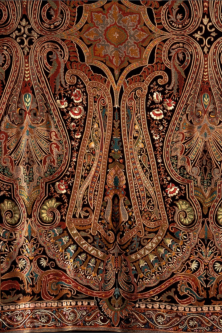 Black Silk Thread Handwork Shawl by Dareaab by Sonia k Mahajan at Pernia's Pop Up Shop