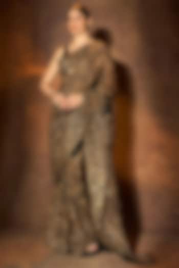 Black Georgette Tilla Embroidered Bridal Saree by Dareaab by Sonia k Mahajan at Pernia's Pop Up Shop