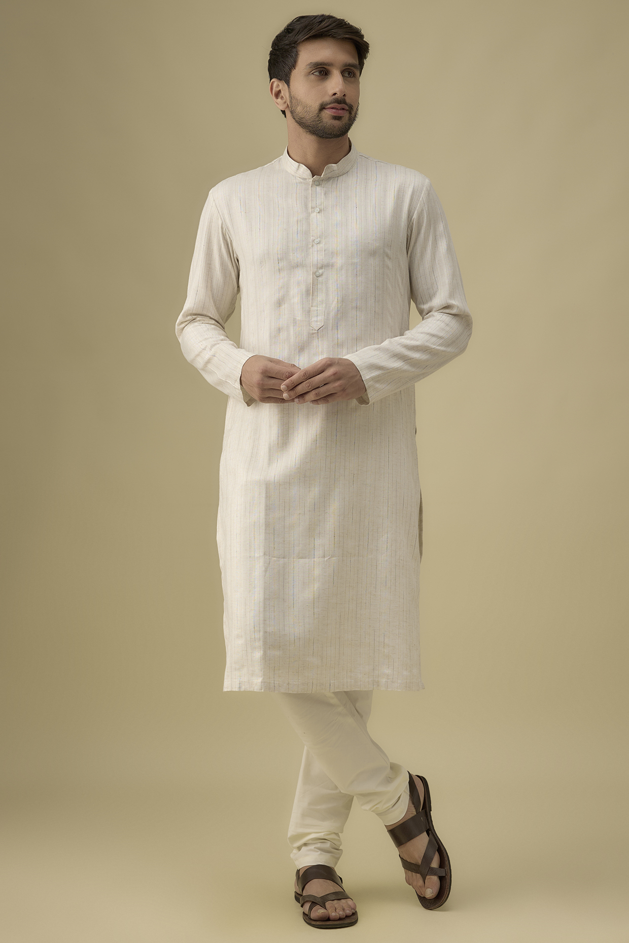 Off-White Cotton Kurta Set by Darshika
