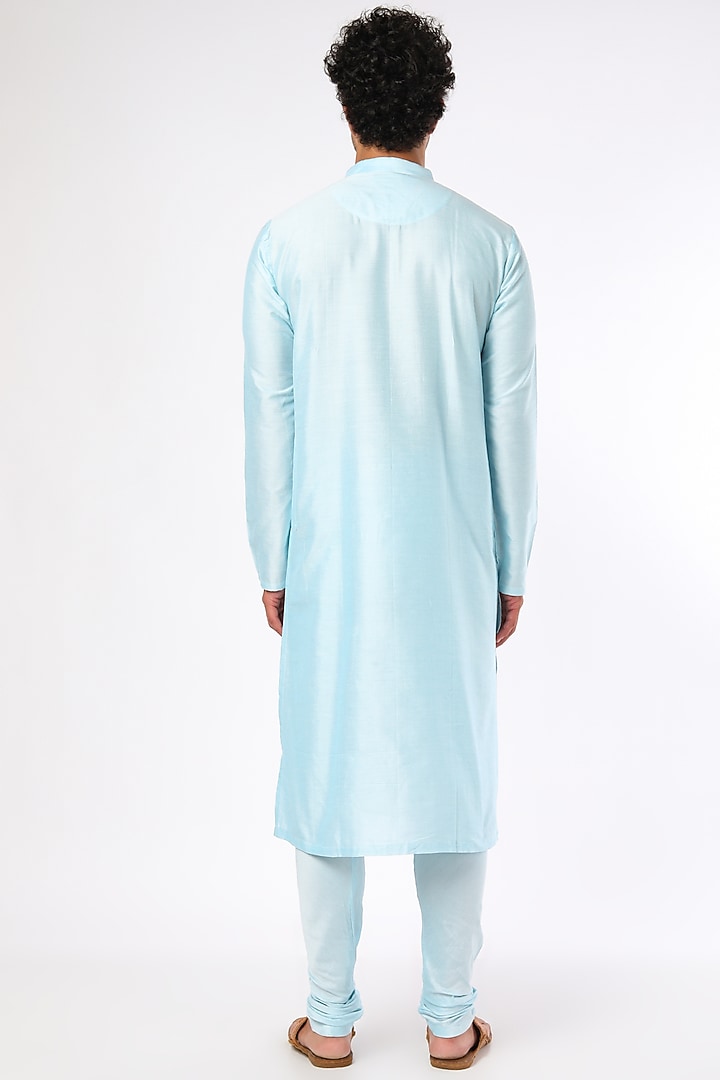 Sky Blue Cotton Silk Kurta Set by Darshika at Pernia's Pop Up Shop