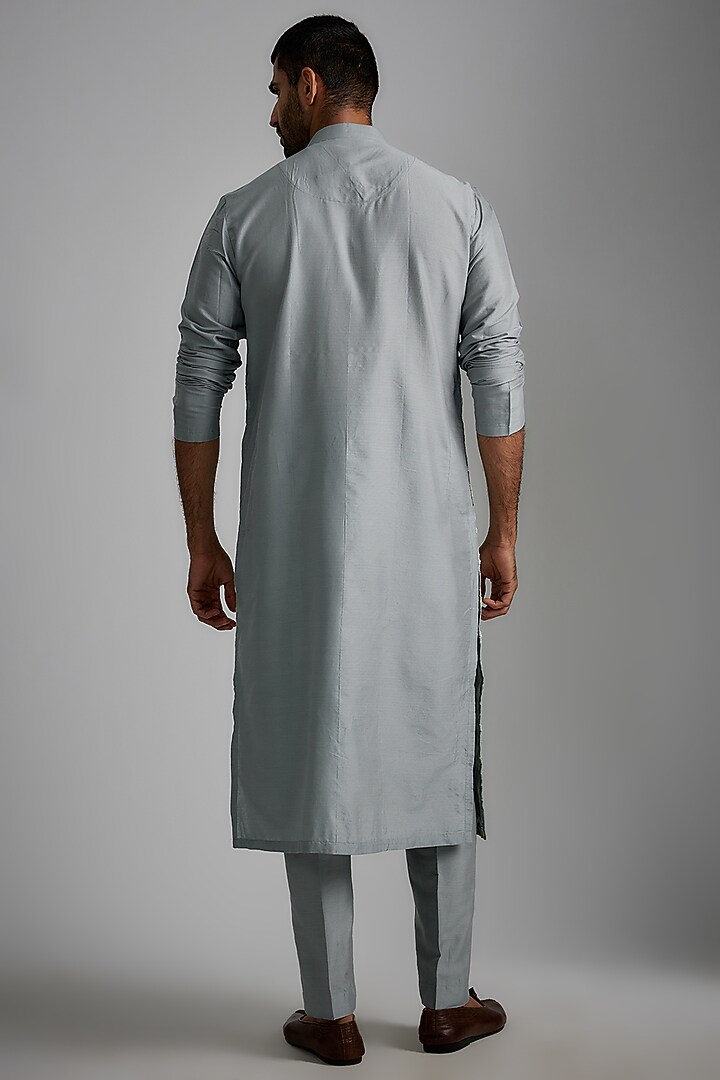 Blue Cotton Silk Kurta Set by Darshika at Pernia's Pop Up Shop