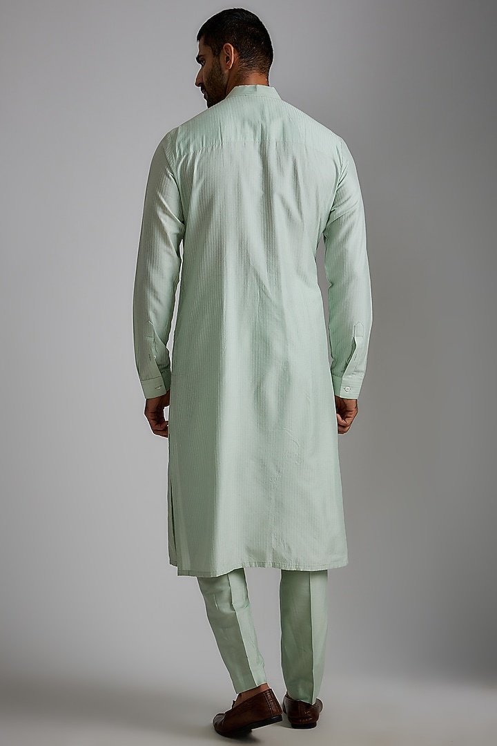 Aqua Cotton Silk Kurta Set by Darshika at Pernia's Pop Up Shop