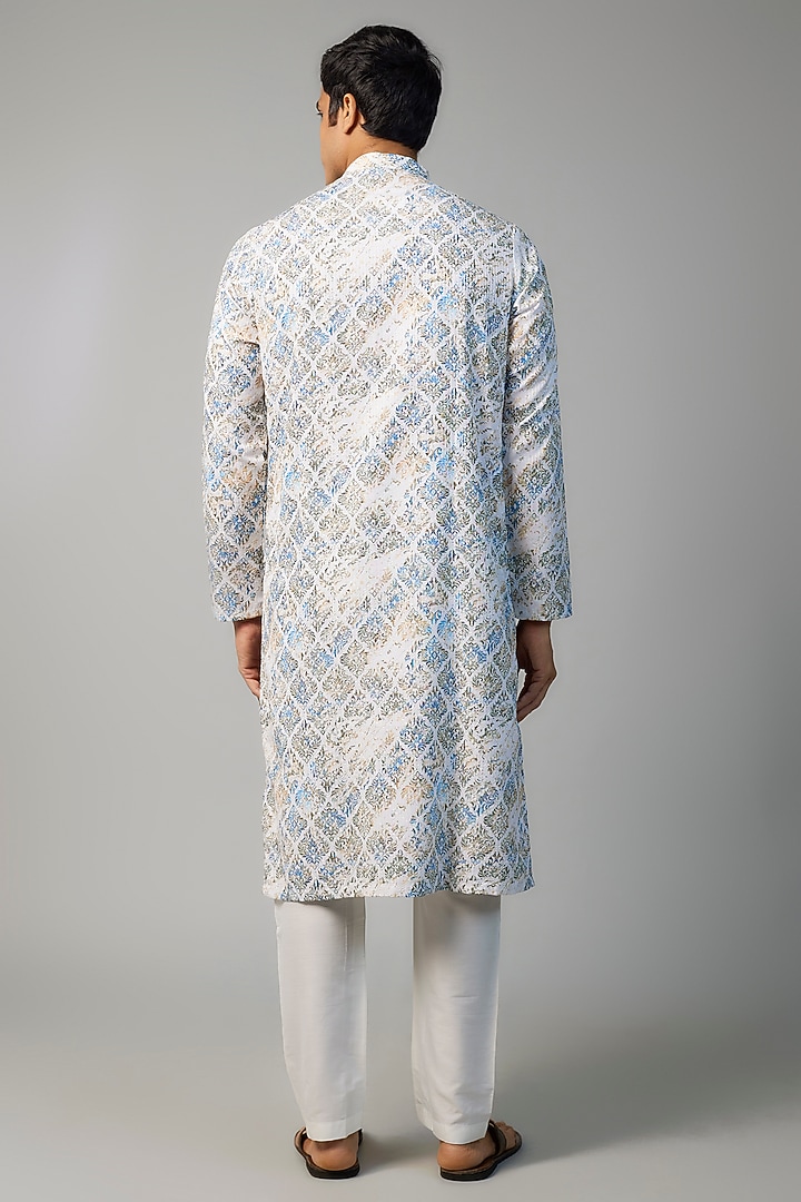 Multi-Colored Viscose Printed & Thread Work Kurta Set by Darshika at Pernia's Pop Up Shop