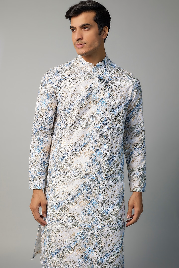 Multi-Colored Viscose Printed & Thread Work Kurta Set by Darshika at Pernia's Pop Up Shop
